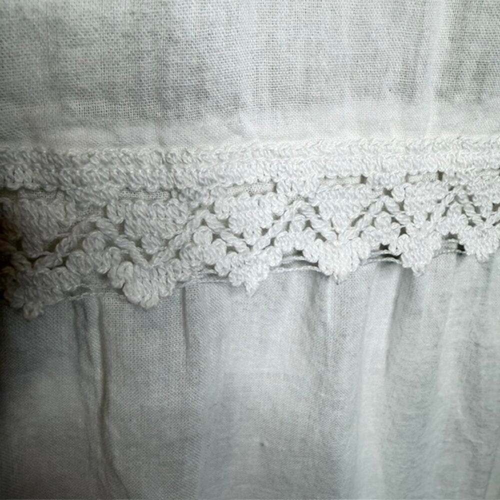R.K. Garments White Cotton Crochet Lace Tiered Boho Prairie Maxi Dress OS - Picture 6 of 15